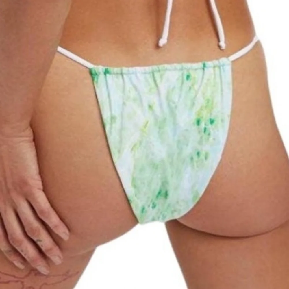 NWT Good American Women Green Marble Swim bottom sz 3/L